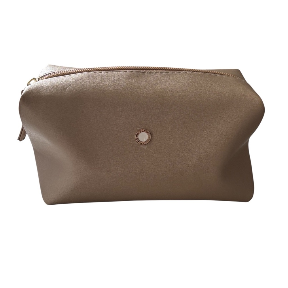 BVLGARI Bulgari Champagne Leather Cosmetic Bag NWOT